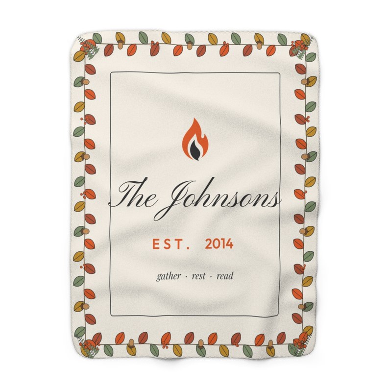 Family Name Botanical Throw: Personalized 50″ × 60″ sherpa blanket