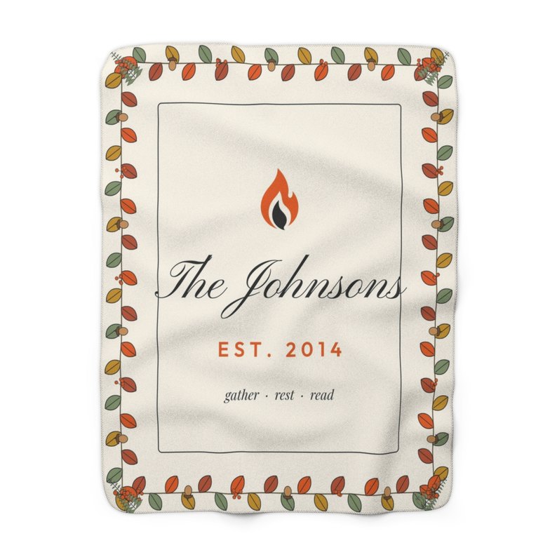 Family Name Botanical Throw: Personalized 50″ × 60″ sherpa blanket